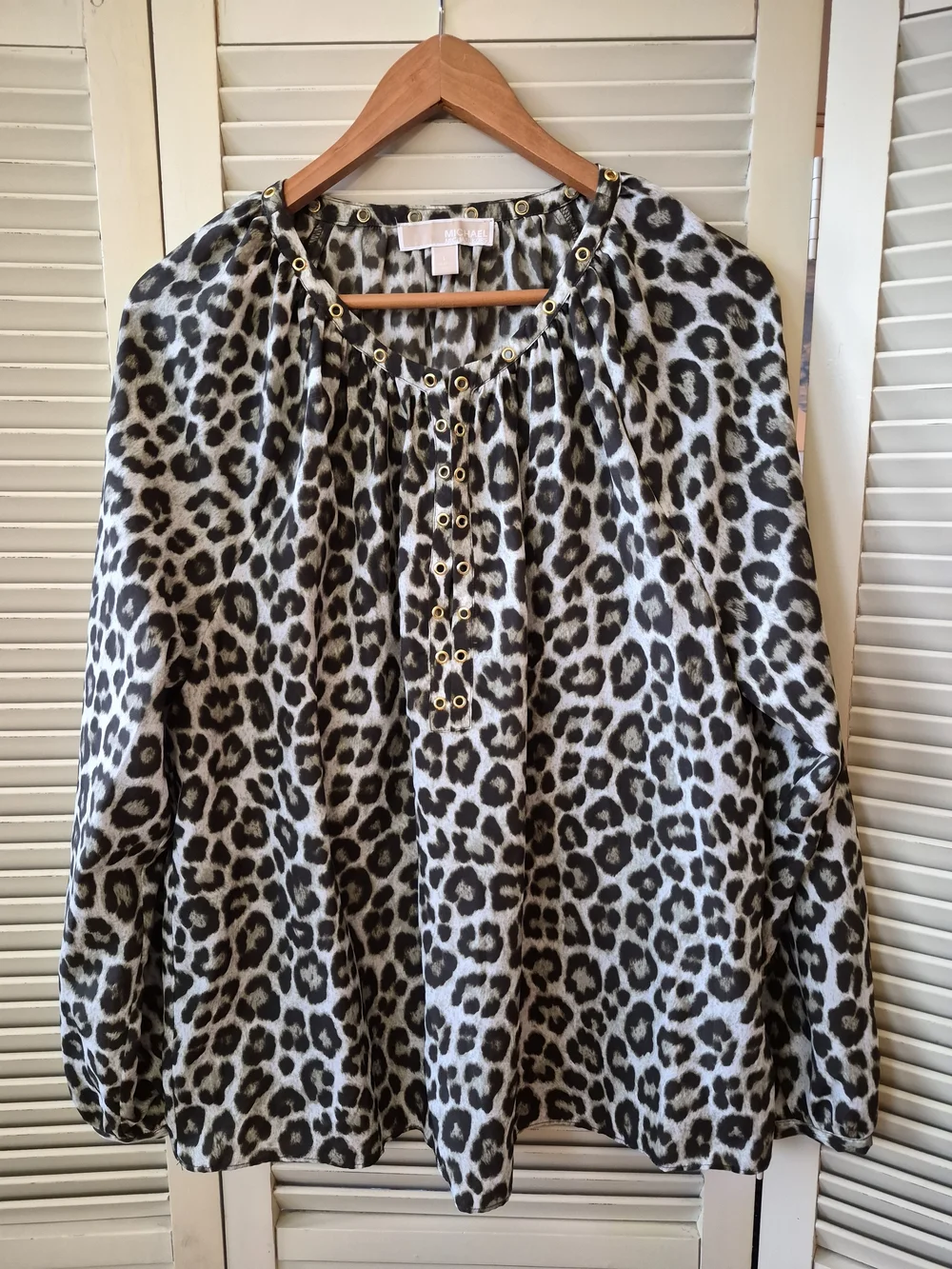 MICHAEL Michael Kors Women's Leopard Print Blouse Size Large